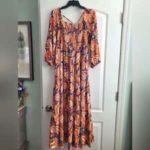 Pink Lily size M Blue paisley maxi dress